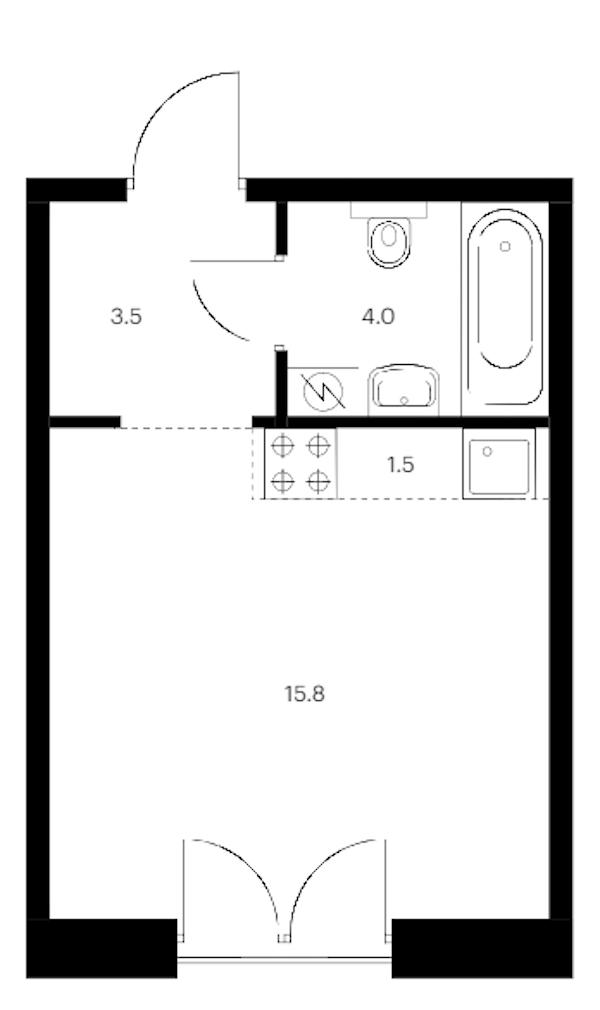 Квартира студия 24.8 м², 3/9 эт., ЖК «Лермонтовский 54»